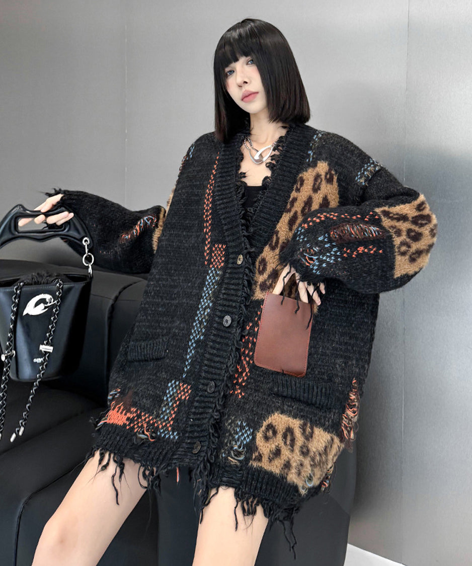 Leopard knit cardigan