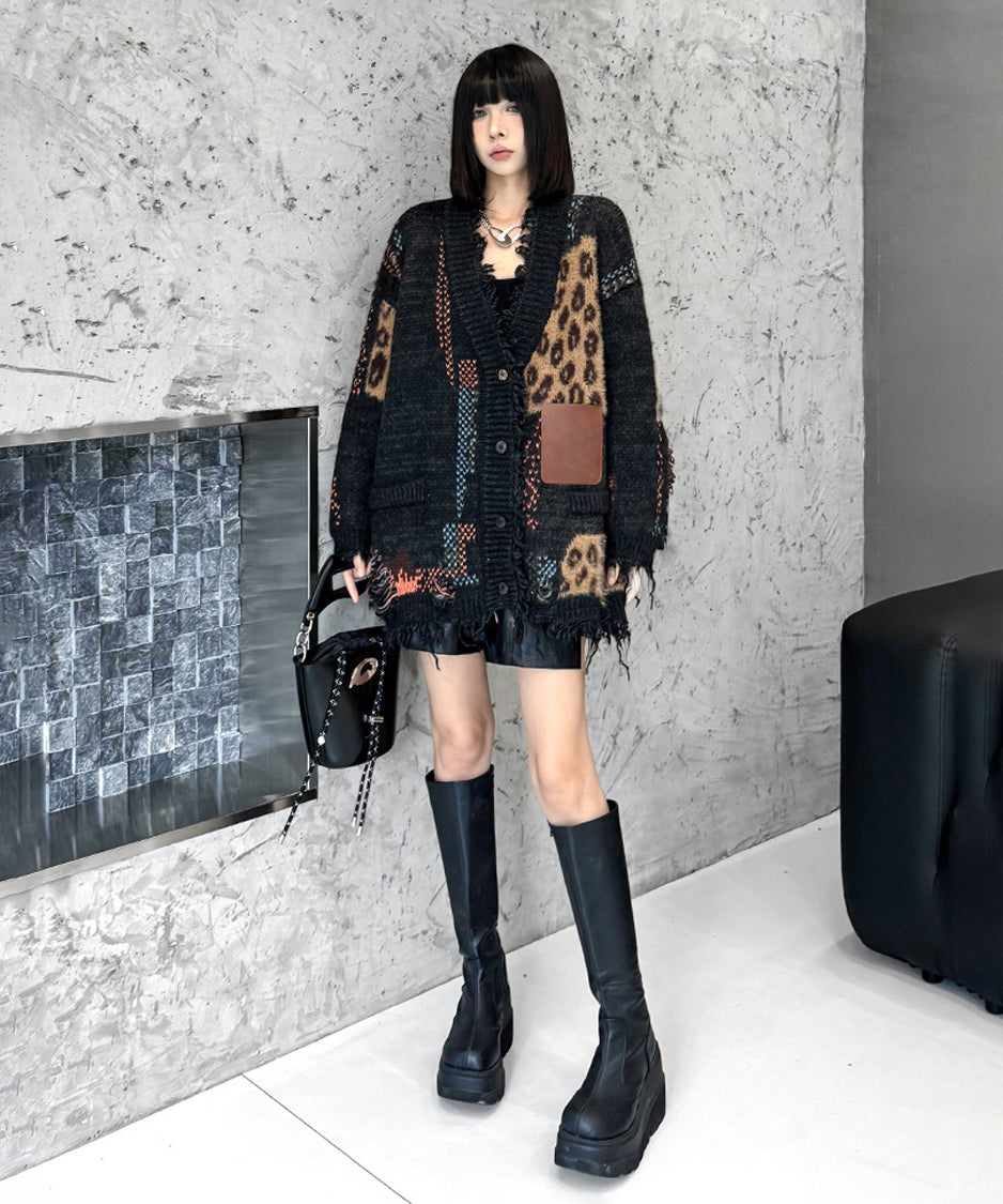 Leopard knit cardigan