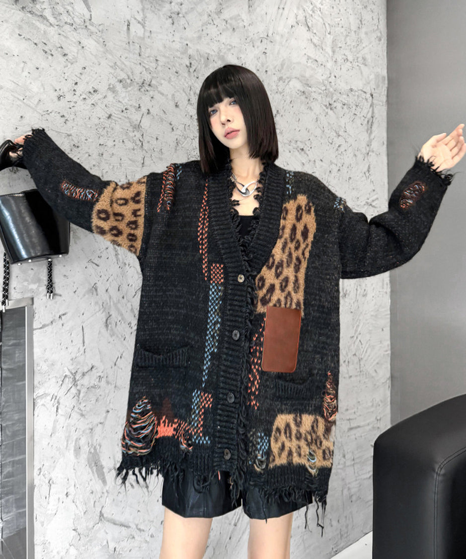 Leopard knit cardigan