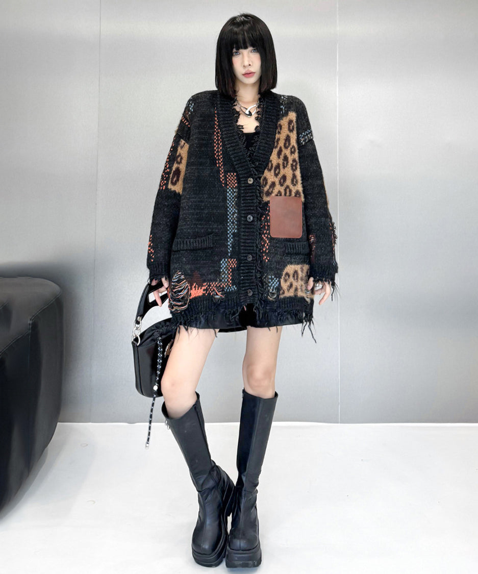 Leopard knit cardigan