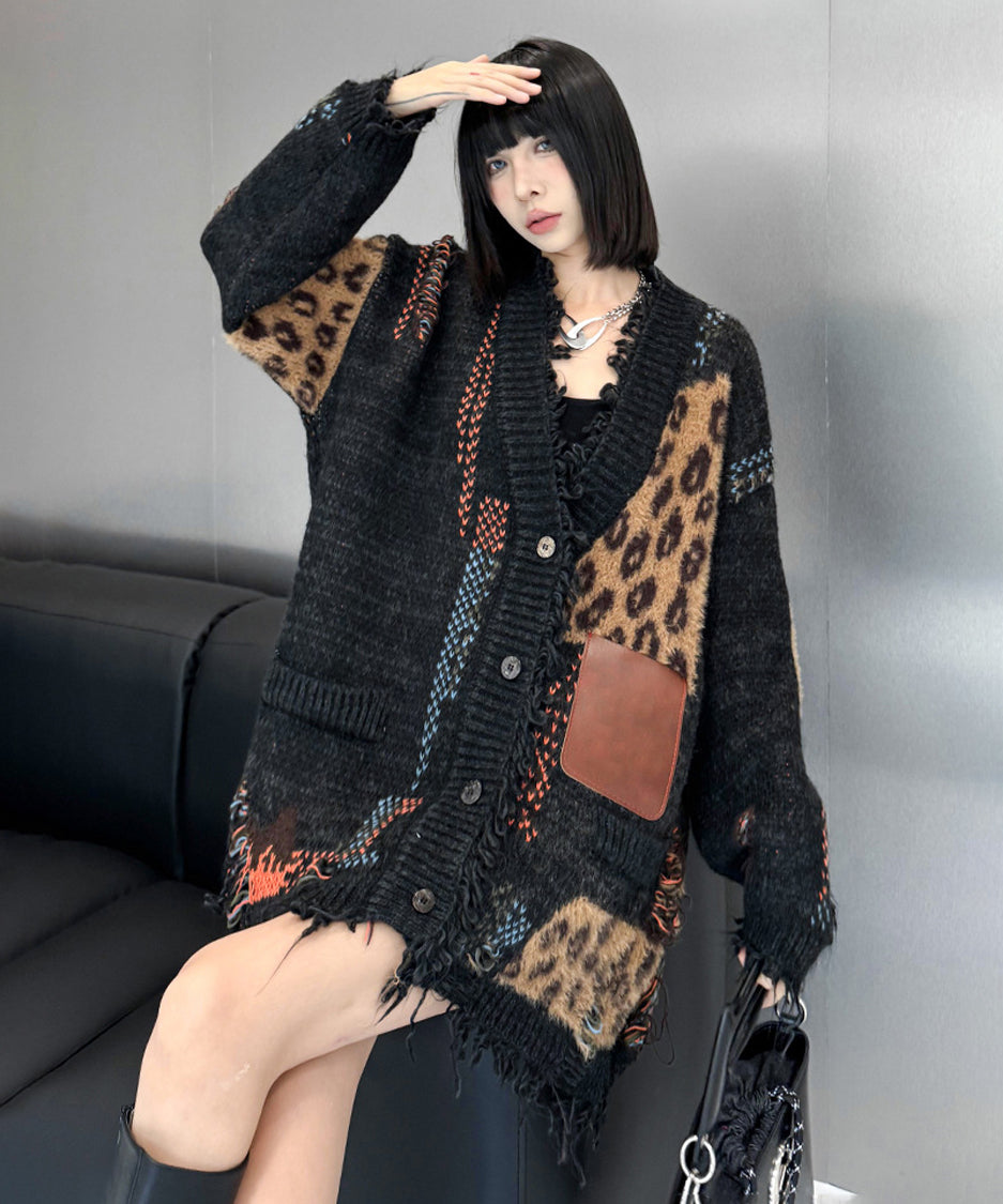 Leopard knit cardigan