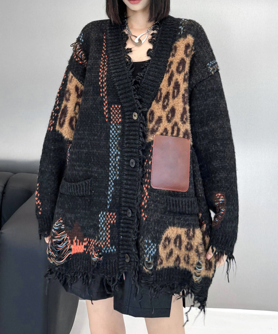 Leopard knit cardigan