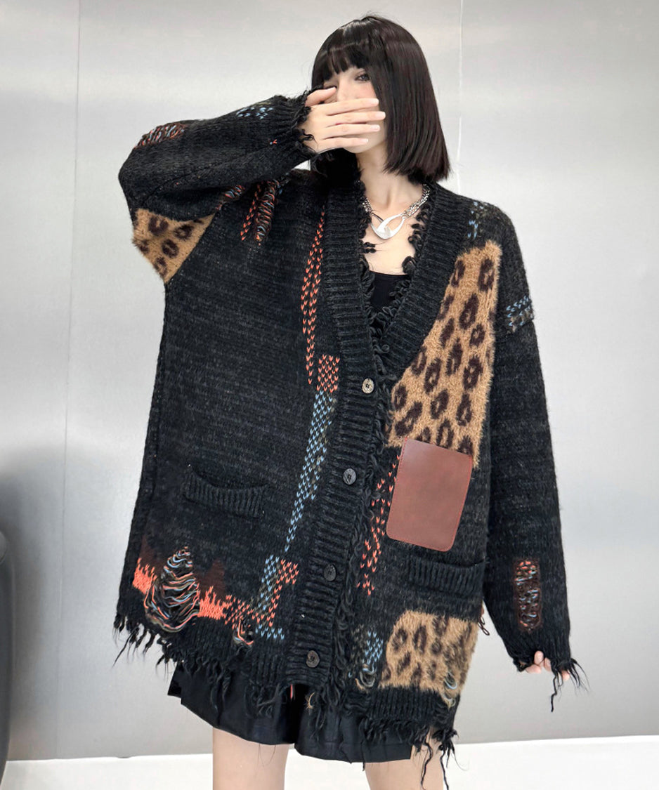 Leopard knit cardigan