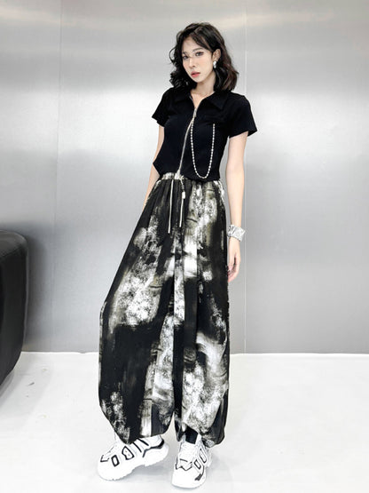 モノトーンスプラッシュワイドパンツ