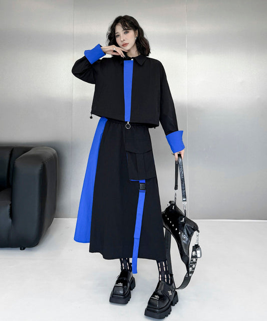 Two-tone jacket and skirt