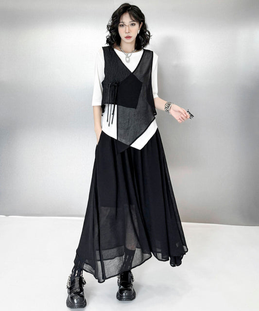 Sheer vest and skirt