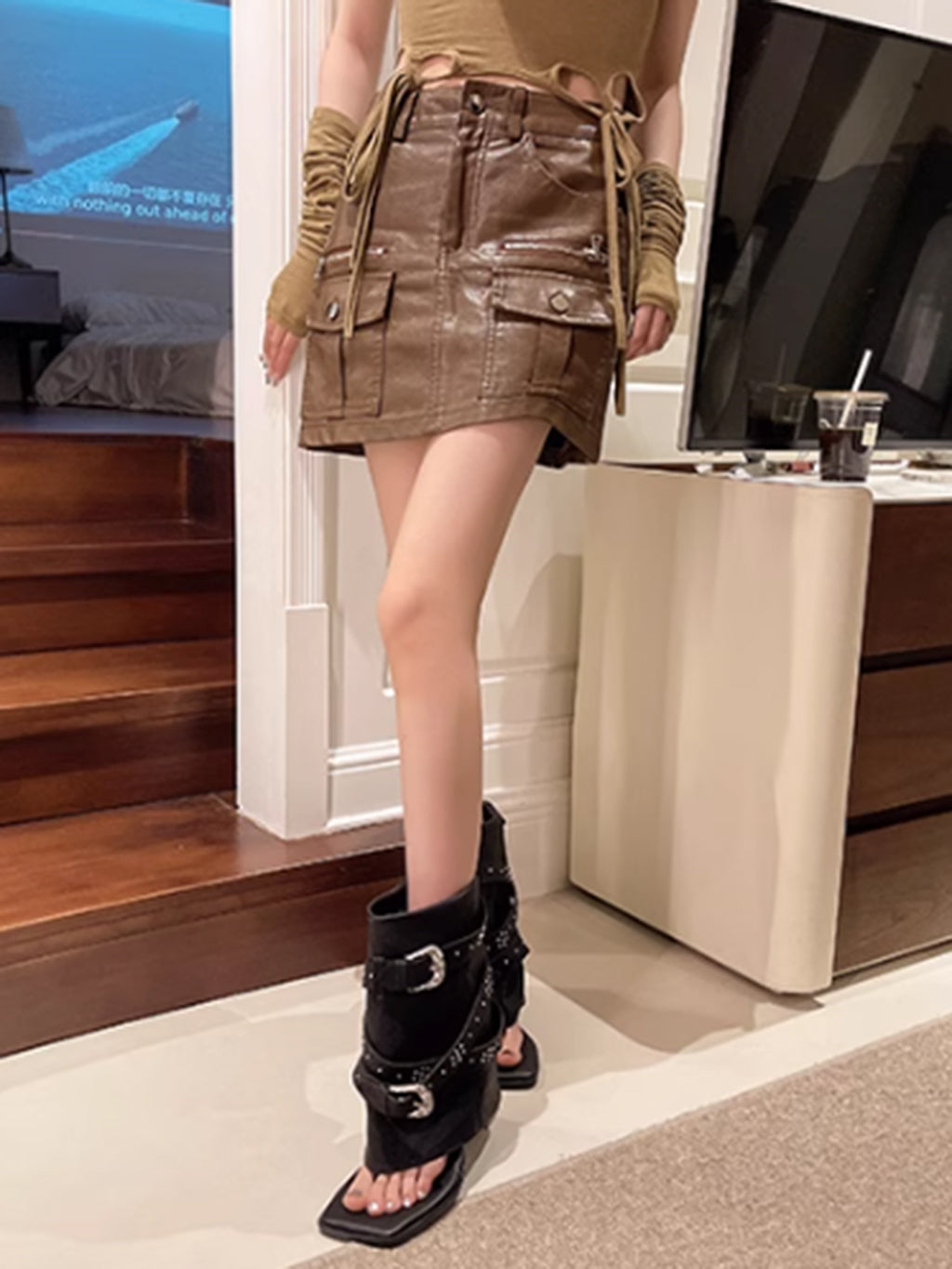 Studded buckle heel cover sandals