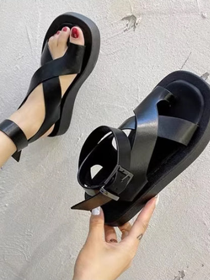 Cross strap sole sandals