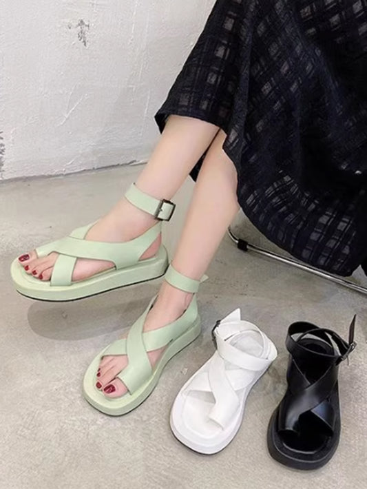 Cross strap sole sandals