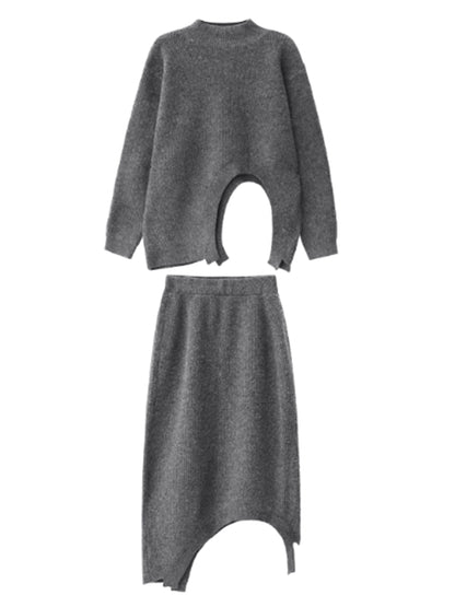 アーチカットニットトップ＆スカート