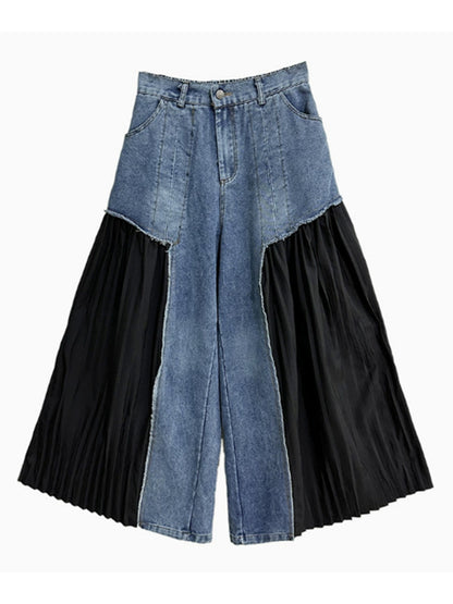 プリーツデニムパンツ