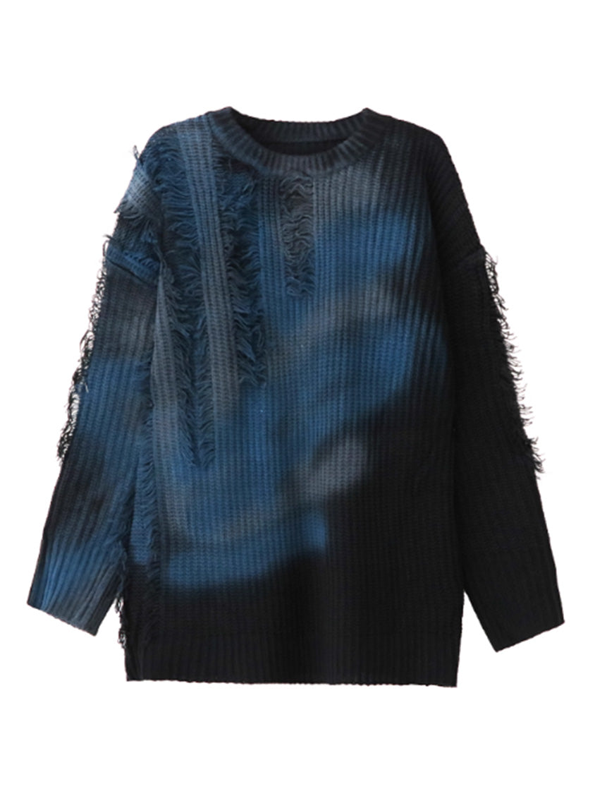 カーブグラデフリンジニット