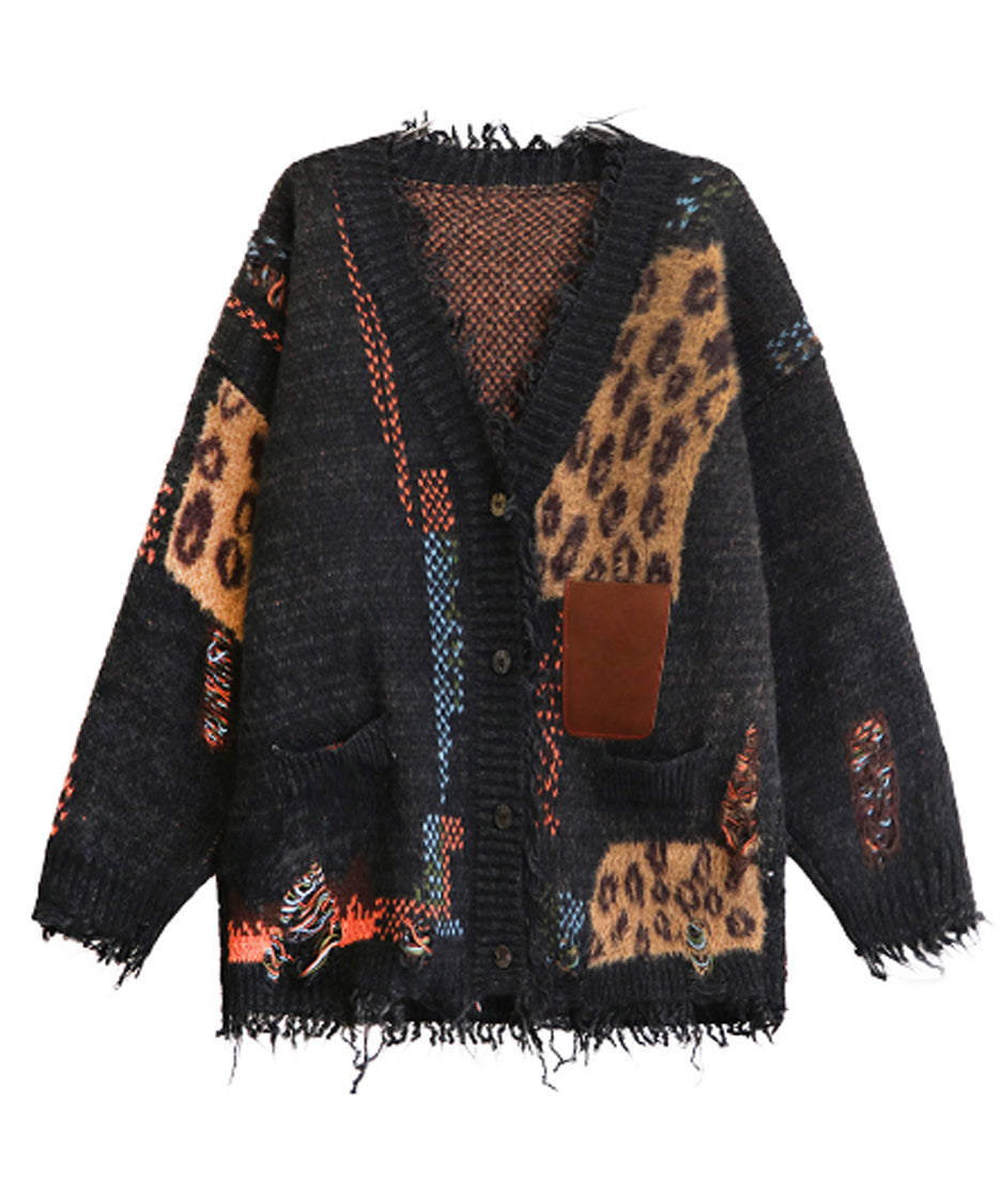 Leopard knit cardigan