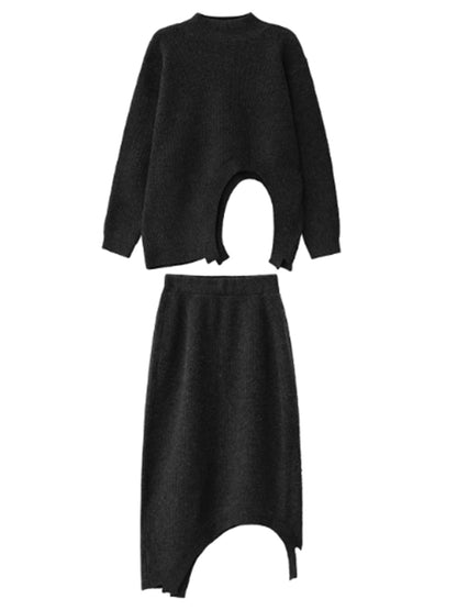 アーチカットニットトップ＆スカート