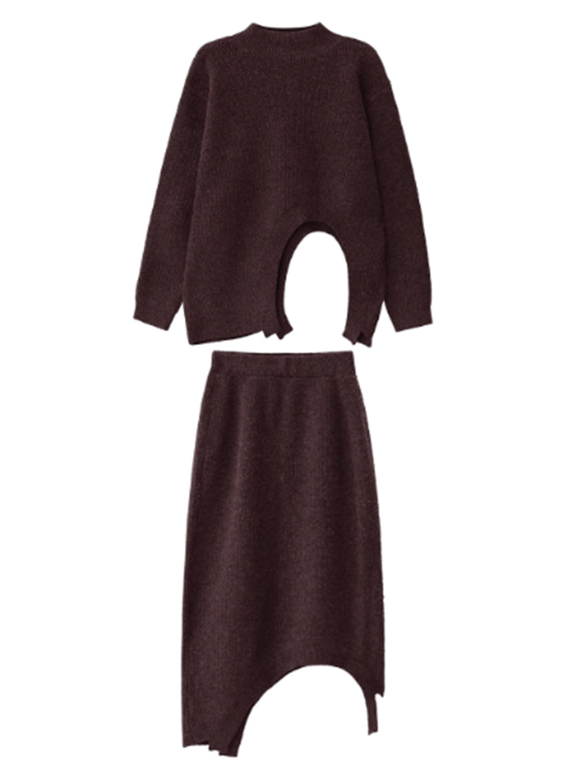 アーチカットニットトップ＆スカート