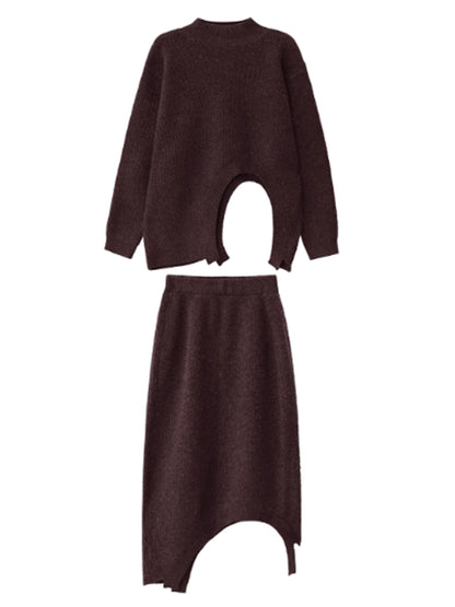 アーチカットニットトップ＆スカート