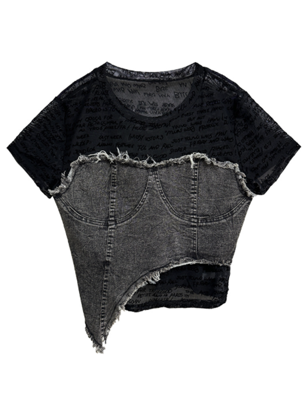 Denim layered top