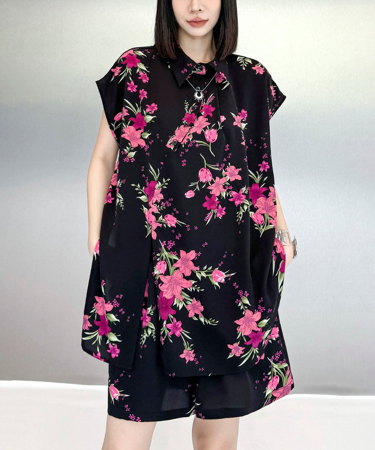 Flower print top and shorts