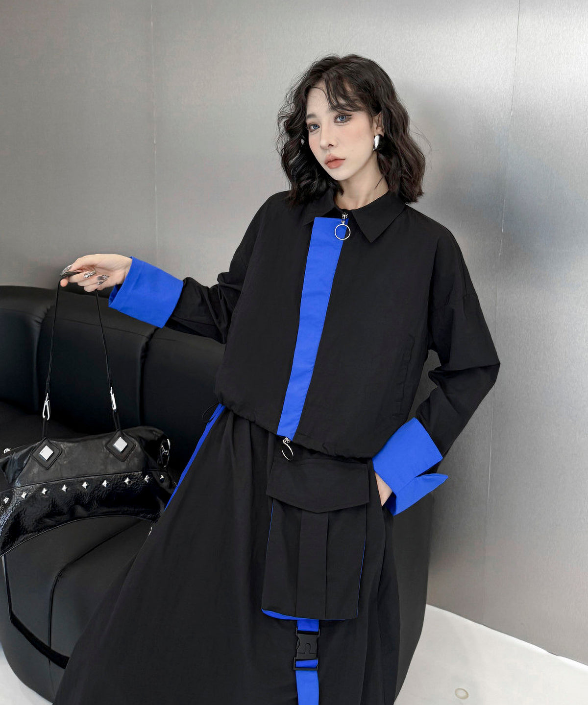 Two-tone jacket and skirt