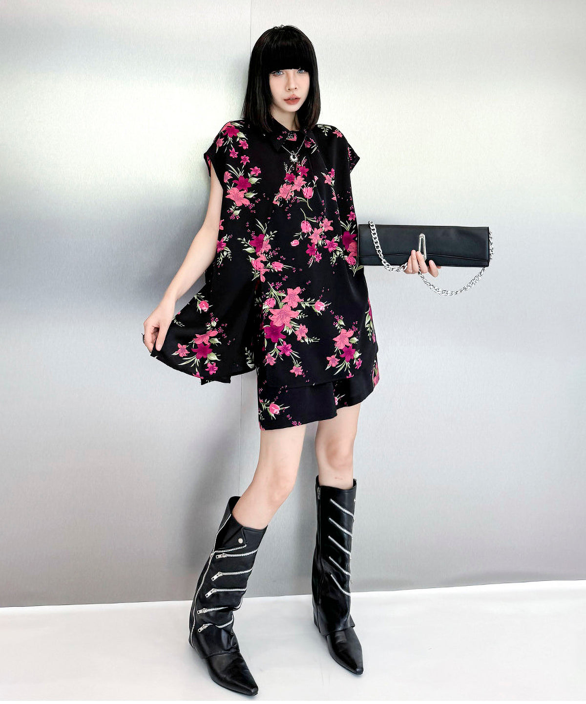 Flower print top and shorts