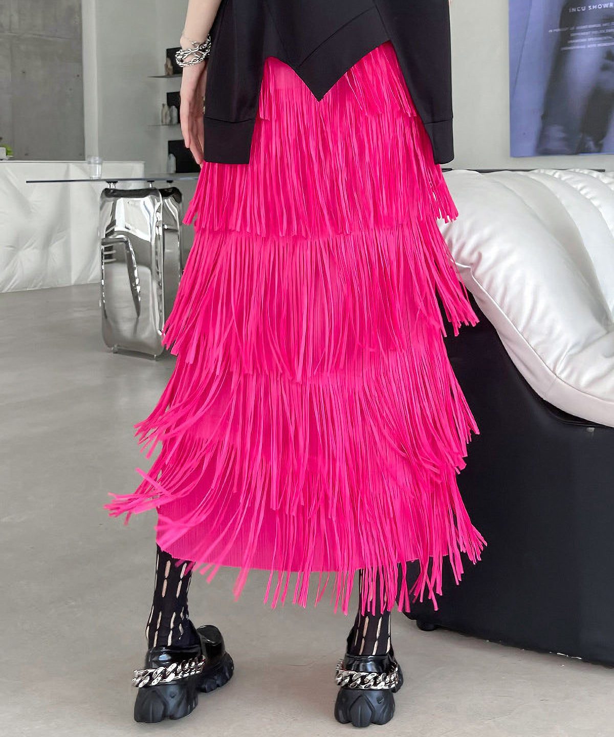 Fringe tiered skirt