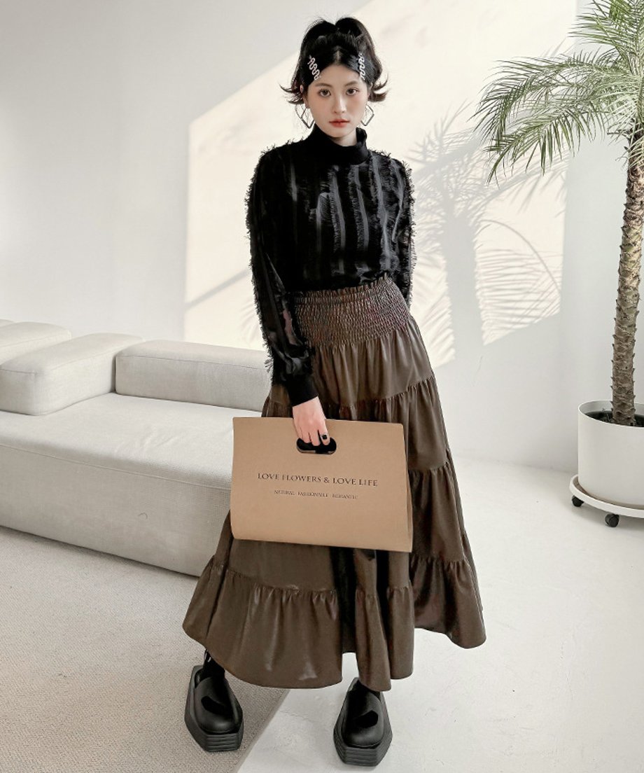 Gathered Flare Skirt