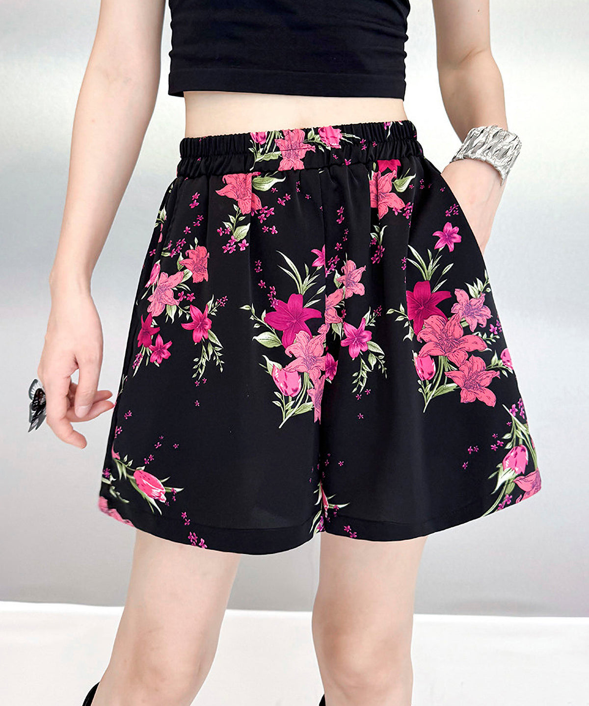 Flower print top and shorts