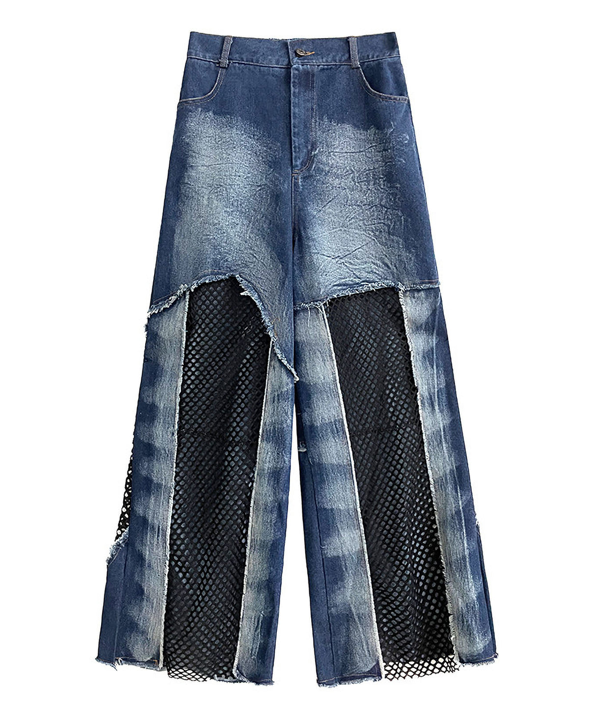 Mesh denim pants