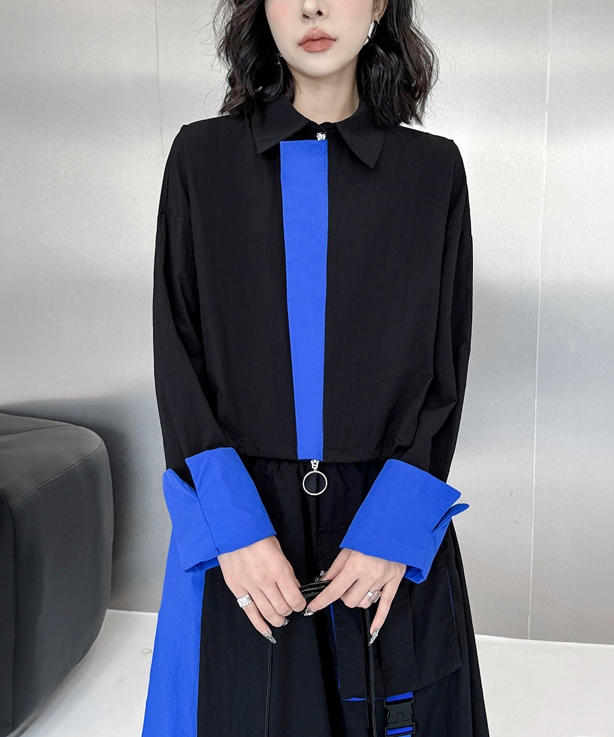 Two-tone jacket and skirt
