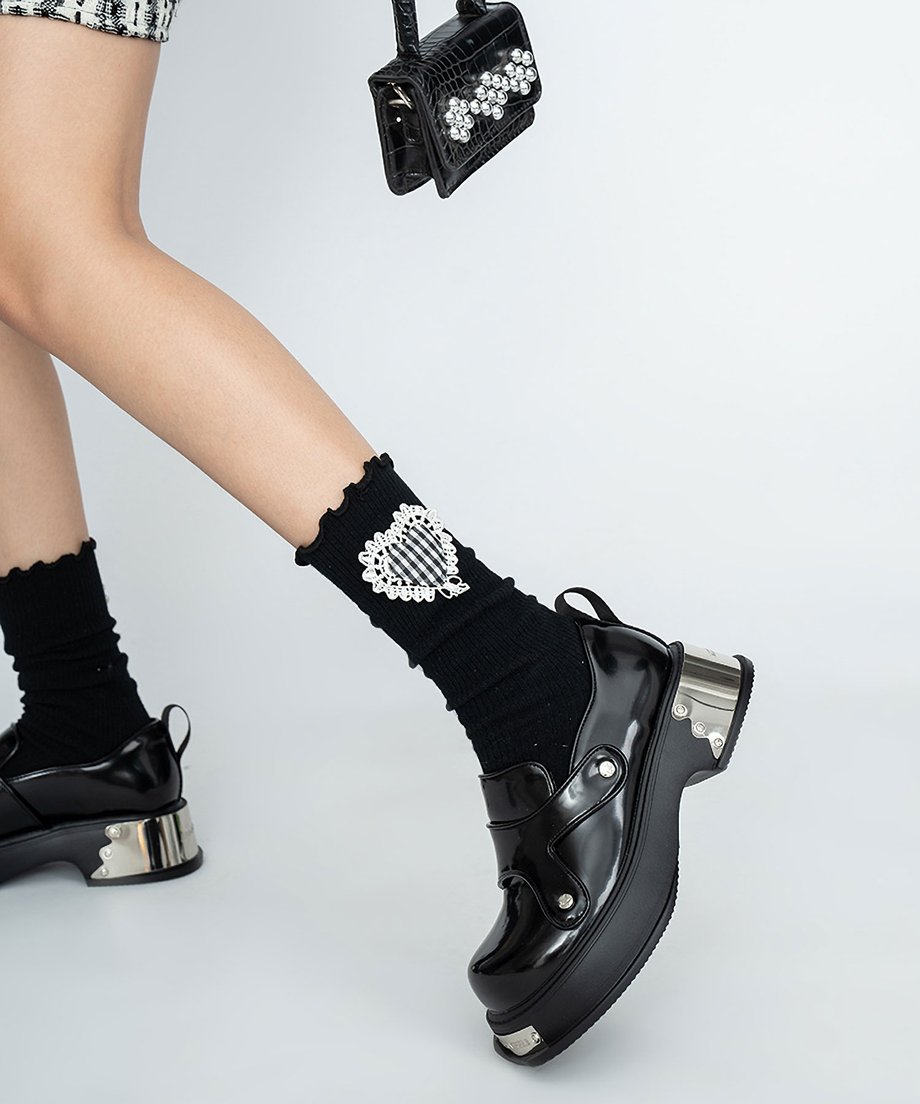 Metal Plate Platform Loafers