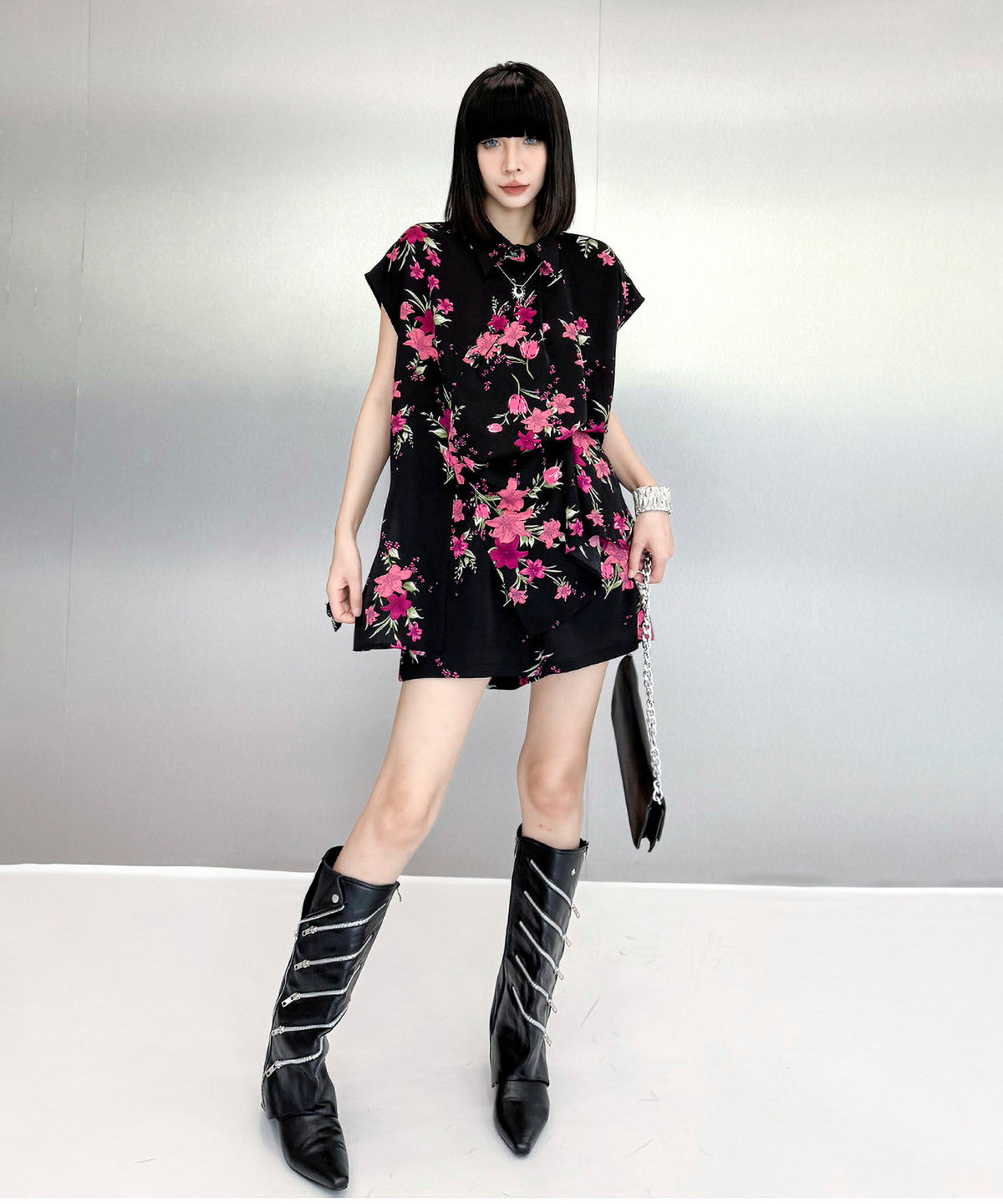 Flower print top and shorts