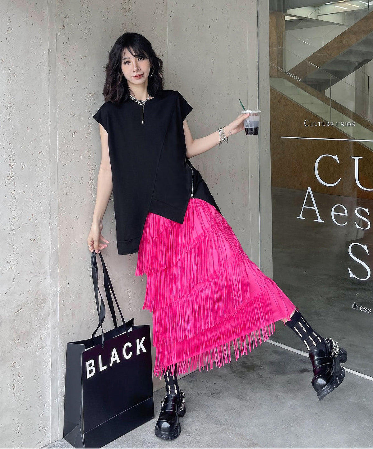 Fringe tiered skirt