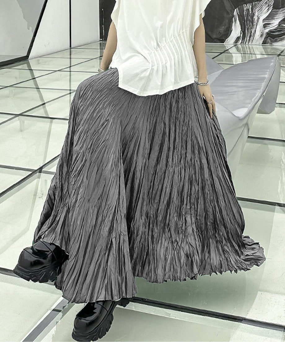 Washer pleated long skirt