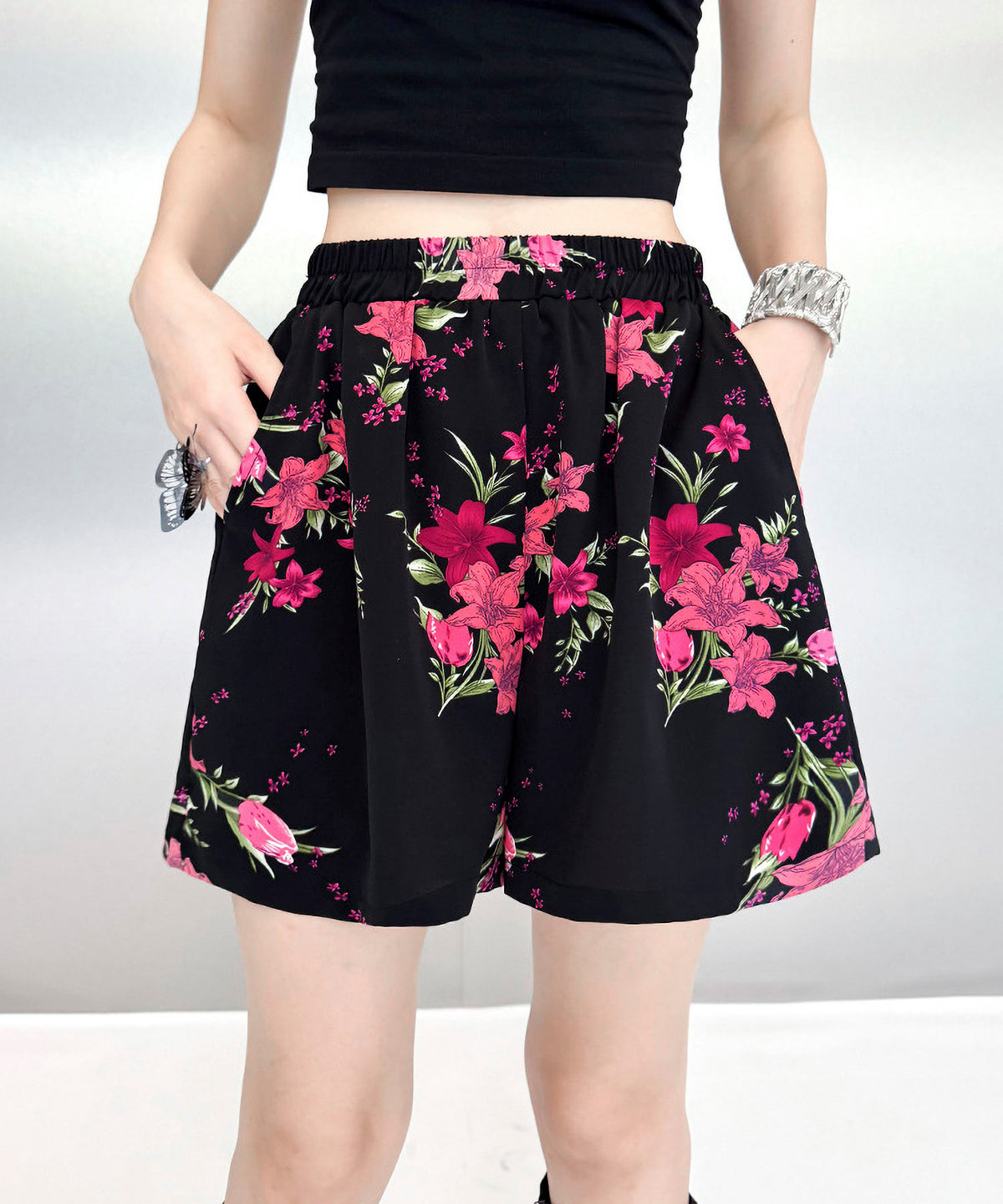 Flower print top and shorts