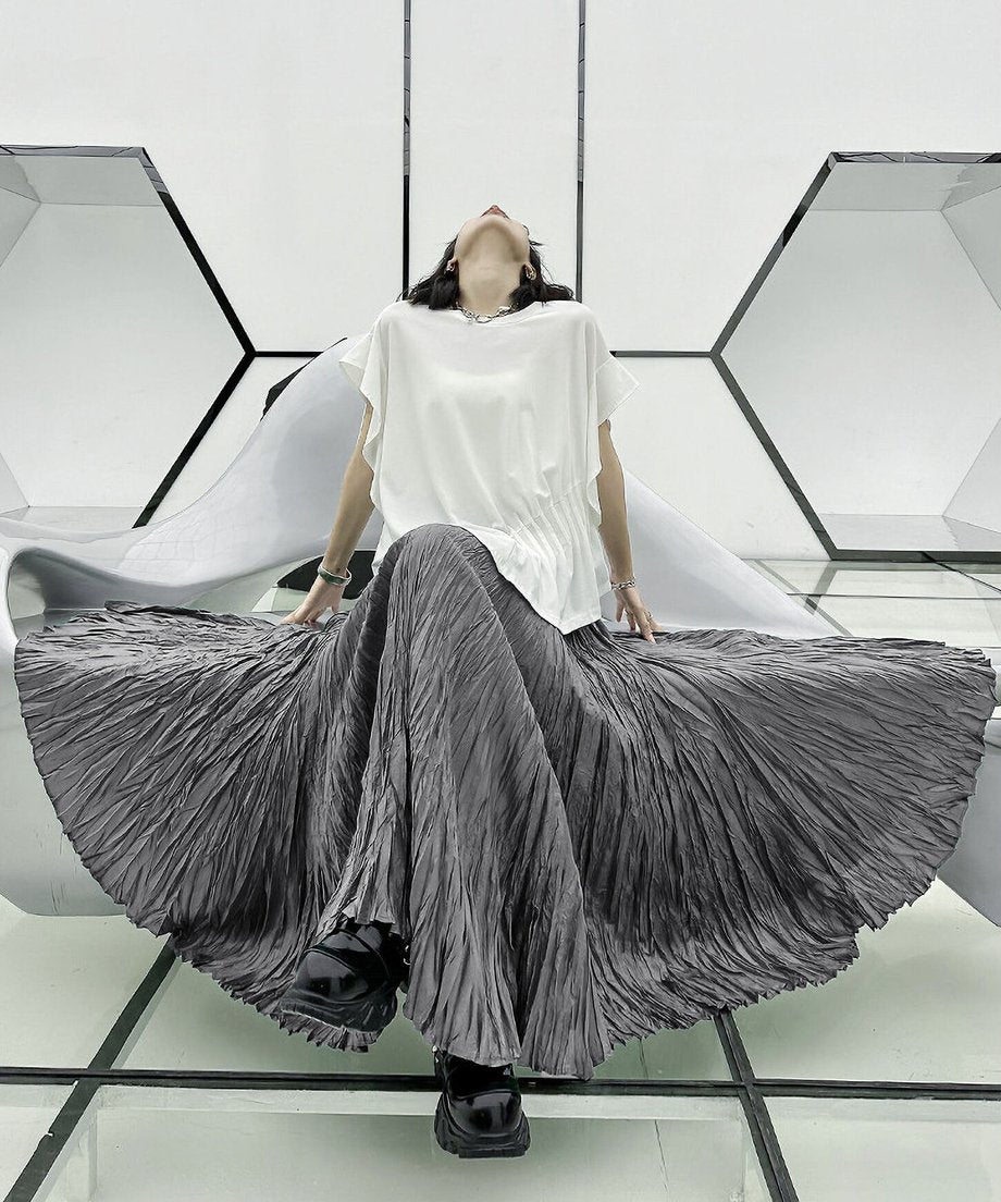 Washer pleated long skirt