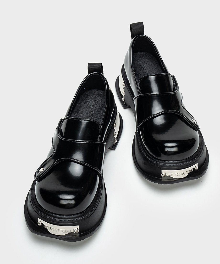 Metal Plate Platform Loafers