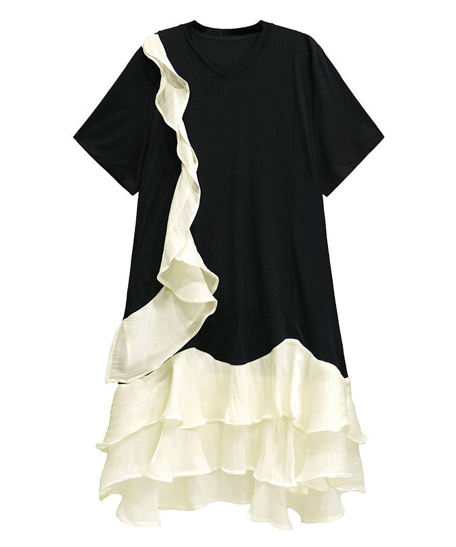 V-neck ruffle dress