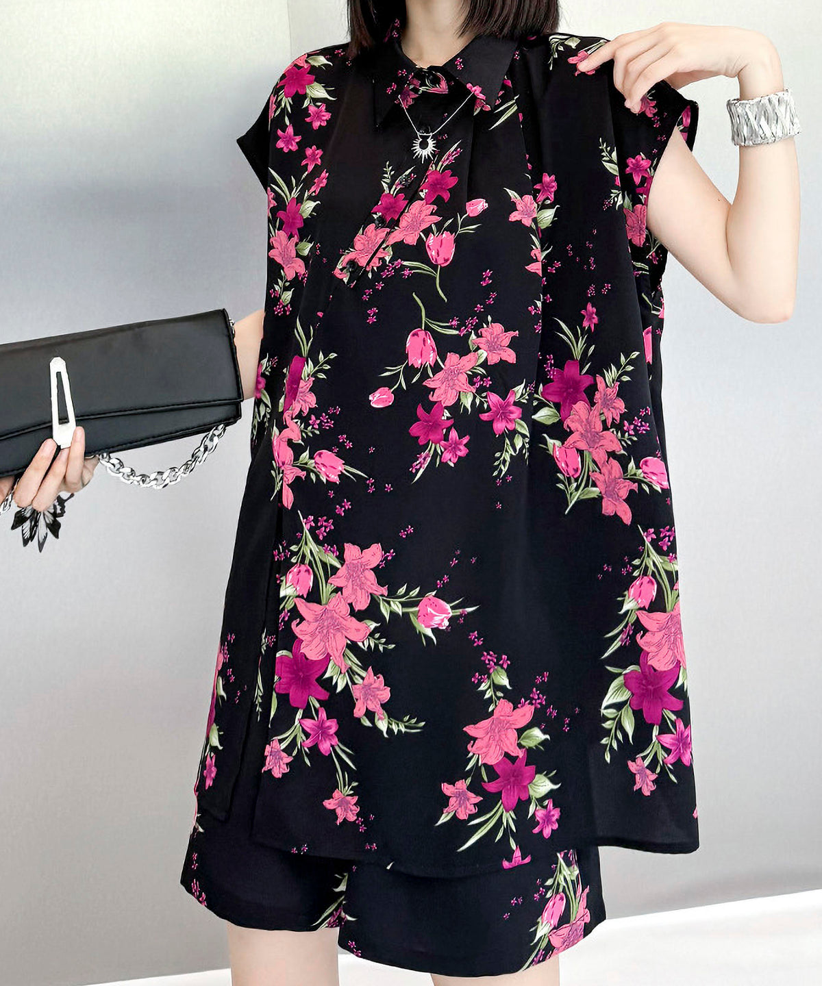 Flower print top and shorts