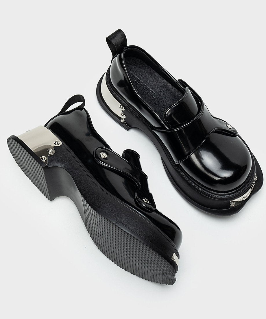 Metal Plate Platform Loafers