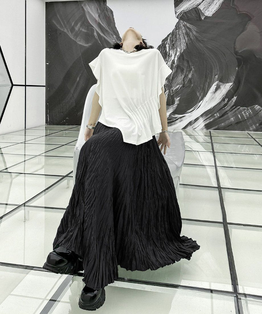 Washer pleated long skirt