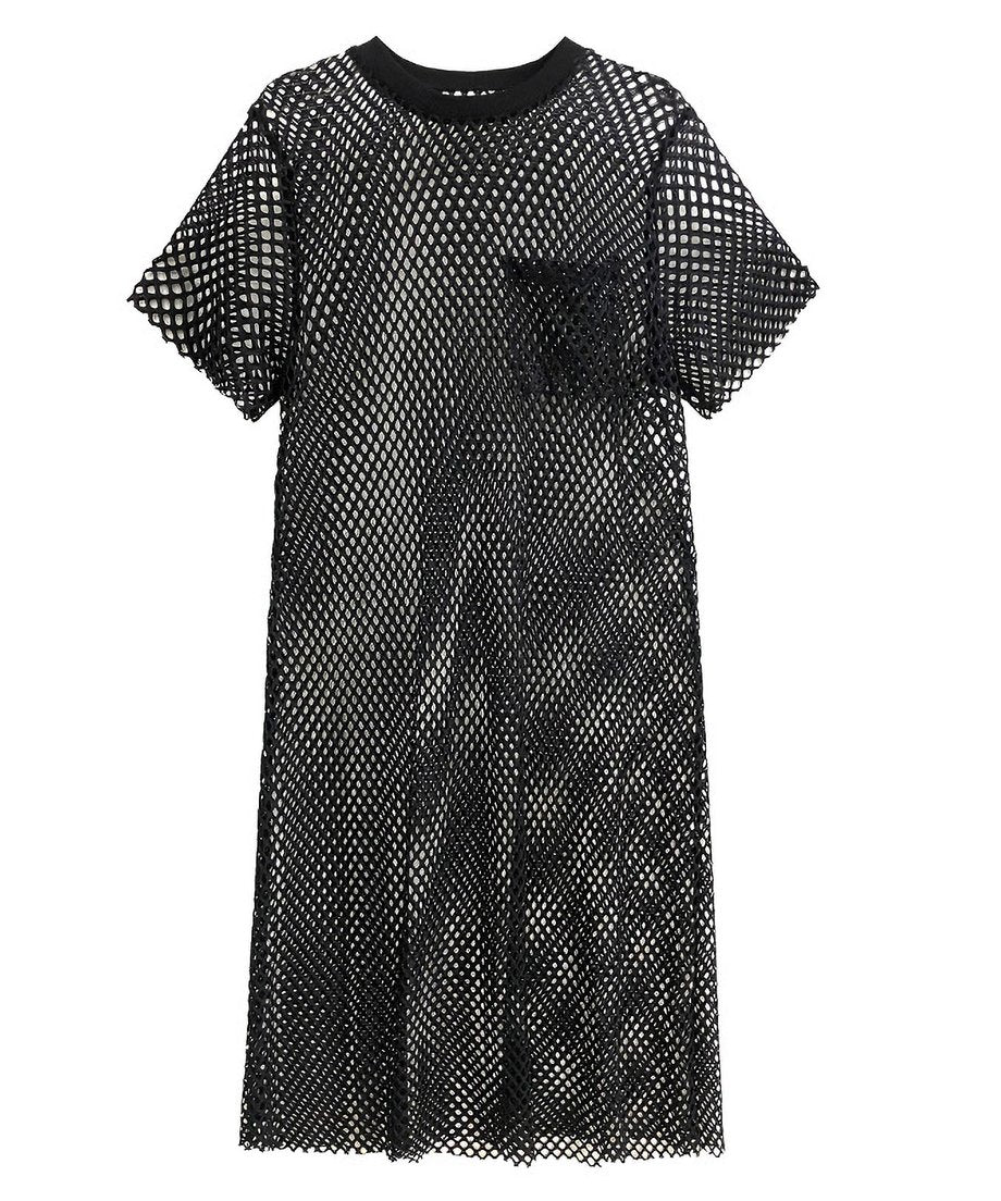 crew neck mesh dress