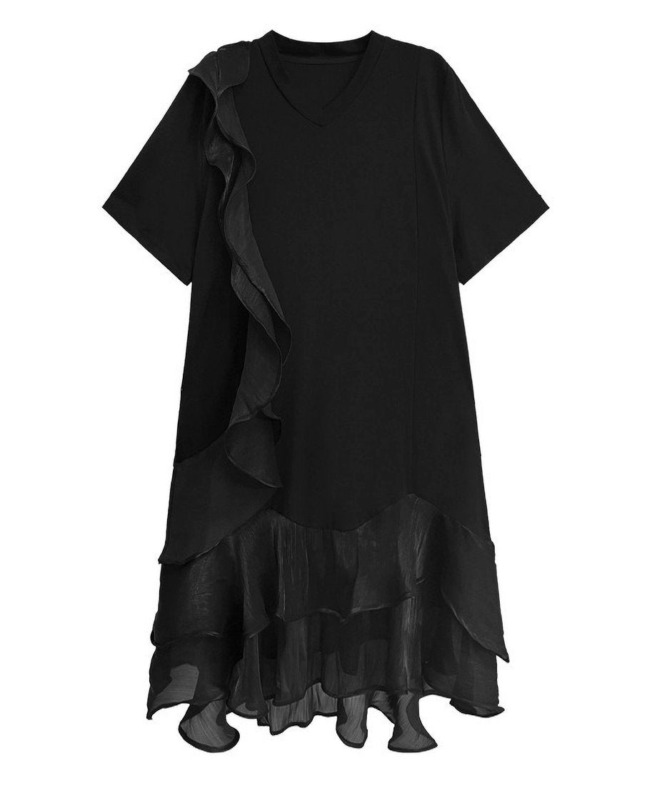 V-neck ruffle dress