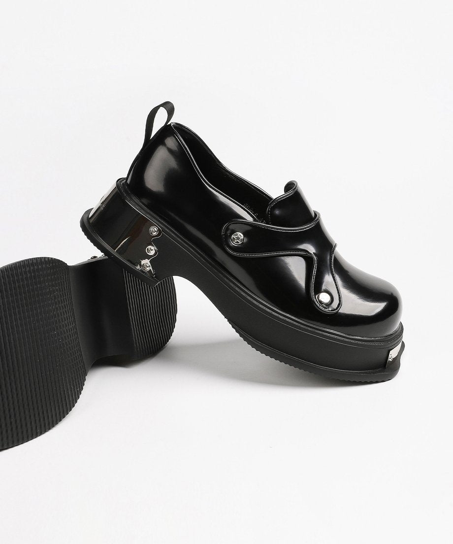 Metal Plate Platform Loafers